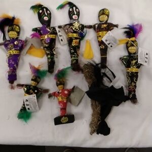 Handmade Decorative Mardi Gras Dolls - Purple, Green, Gold, Black